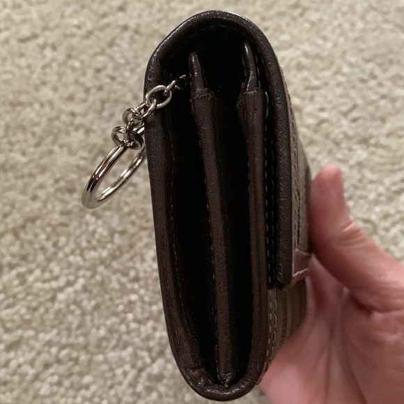 Coach Monogram Brown Canvas/Leather Wallet Coin Purse With Key Chain & Coach Box - Picture 10 of 17